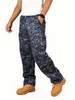 Mens Casual Paratrooper Camouflage Cargo Pants - Stone Washed