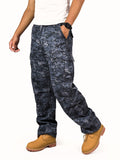Mens Casual Paratrooper Camouflage Cargo Pants - Stone Washed