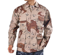 BACKBONE Mens Battle Dress Uniform BDU Shirt Camouflage Tactical Top Shirt Jacket