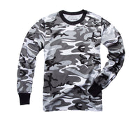 Mens Army Style Long Sleeve Gym Training Camouflage T-Shirt Tee