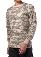 Mens Army Style Long Sleeve Gym Training Camouflage T-Shirt Tee