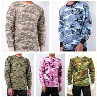 Mens Army Style Long Sleeve Gym Training Camouflage T-Shirt Tee