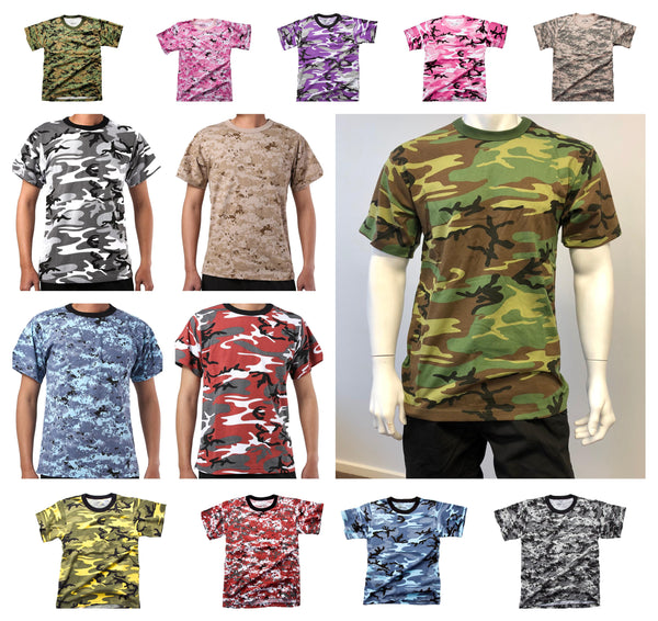 Mens Army Style Short Sleeve Gym Training Camouflage T-Shirt Tee