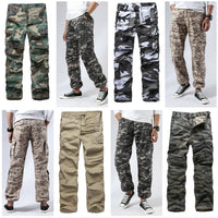 Mens Casual Paratrooper Camouflage Cargo Pants - Stone Washed
