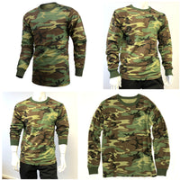 Mens Army Style Long Sleeve Gym Training Camouflage T-Shirt Tee