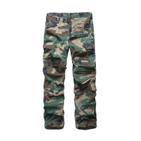 Mens Casual Paratrooper Camouflage Cargo Pants - Stone Washed
