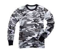 Mens Army Style Long Sleeve Gym Training Camouflage T-Shirt Tee