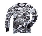 Mens Army Style Long Sleeve Gym Training Camouflage T-Shirt Tee